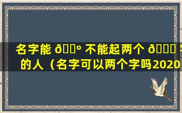 名字能 🌺 不能起两个 🐈 字的人（名字可以两个字吗2020）